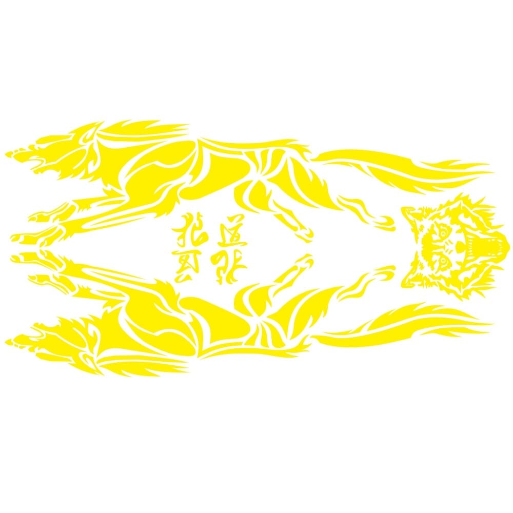 Autocollant Voiture Loup Jaune Tresor Otaku
