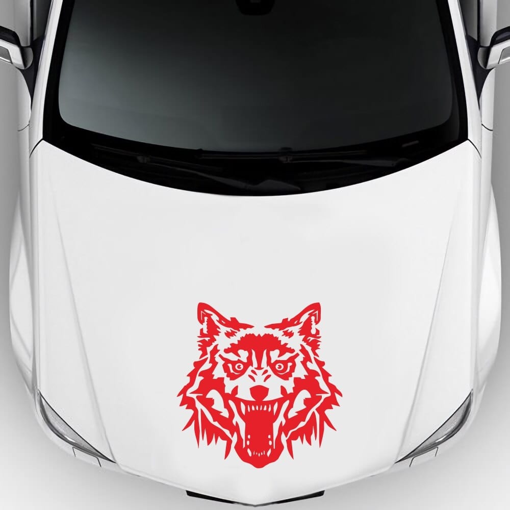 Autocollant Voiture Loup Rouge Tresor Otaku