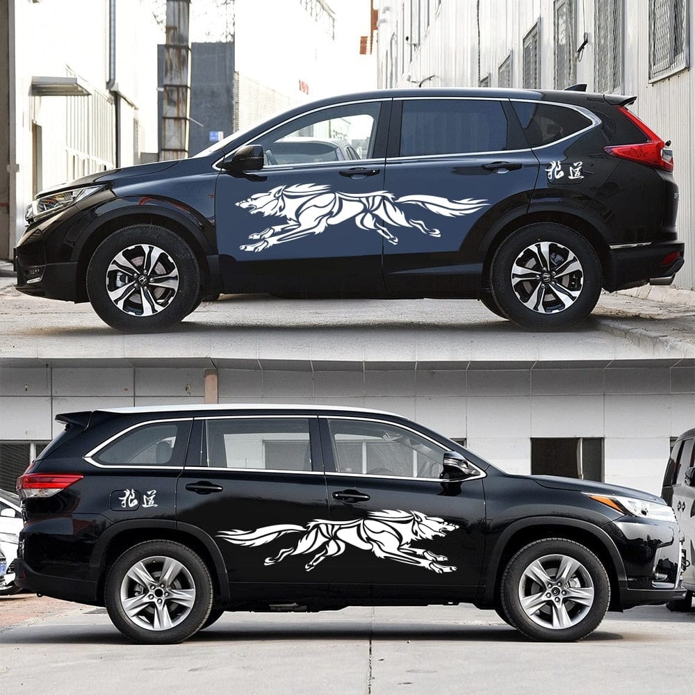 Autocollant Voiture Loup Tresor Otaku