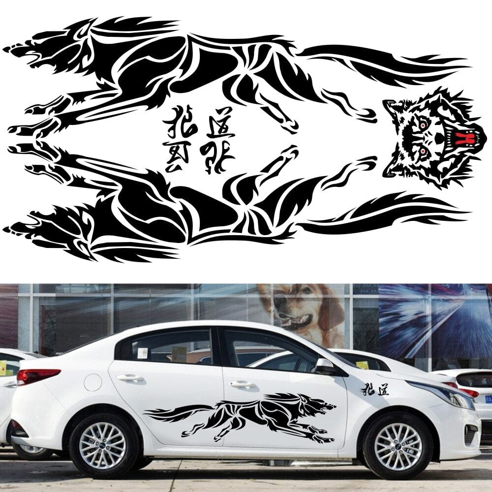 Autocollant Voiture Loup Tresor Otaku