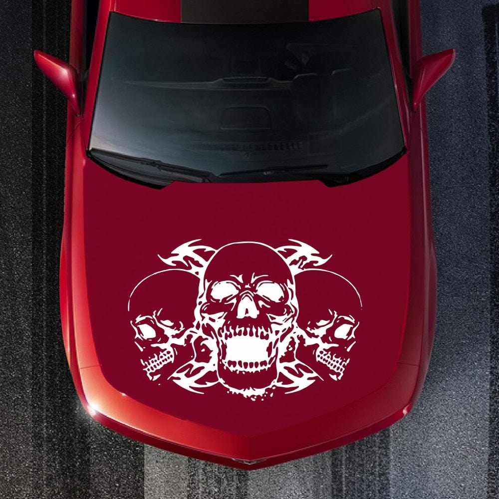 Autocollant Voiture Têtes de Mort Blanc Tresor Otaku
