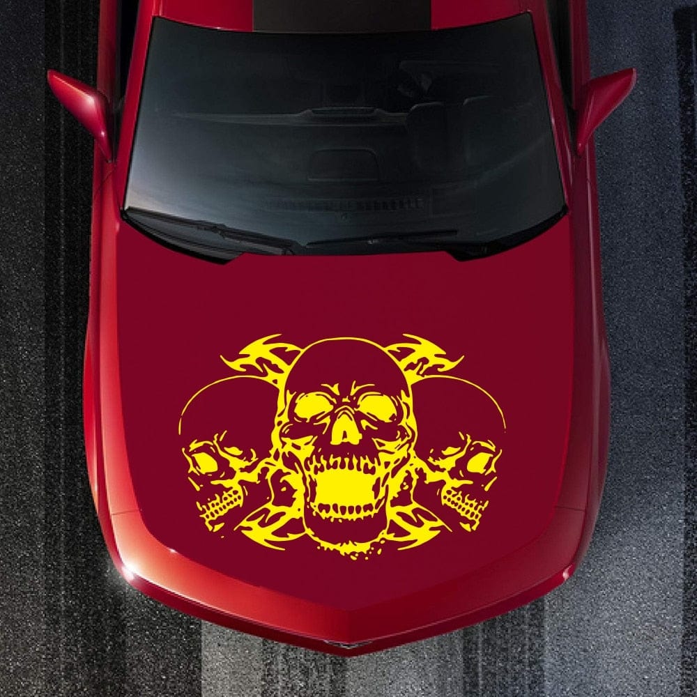 Autocollant Voiture Têtes de Mort Jaune Tresor Otaku