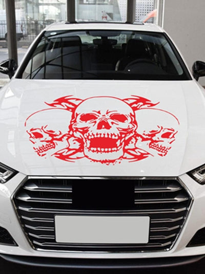 Autocollant Voiture Têtes de Mort Rouge Tresor Otaku