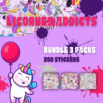 Licornes Addicts Bundle 3 Packs (200 stickers) Pack de Stickers Tresor Otaku