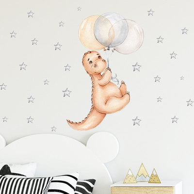 Sticker Chambre Bébé Fille Dinosaure 3 Tresor Otaku