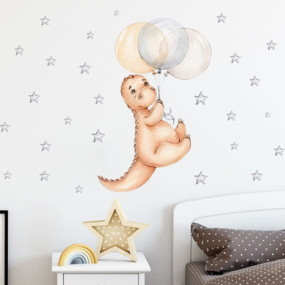 Sticker Chambre Bébé Fille Dinosaure Tresor Otaku