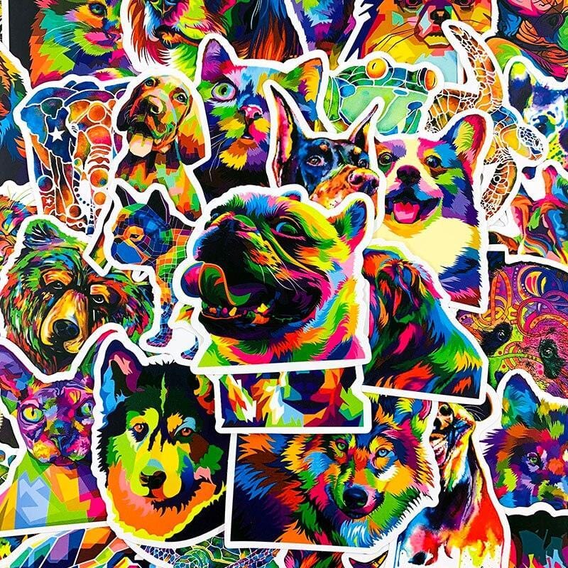 Stickers Animaux Couleurs Pack de Stickers Tresor Otaku