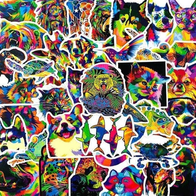Stickers Animaux Couleurs Pack de Stickers Tresor Otaku
