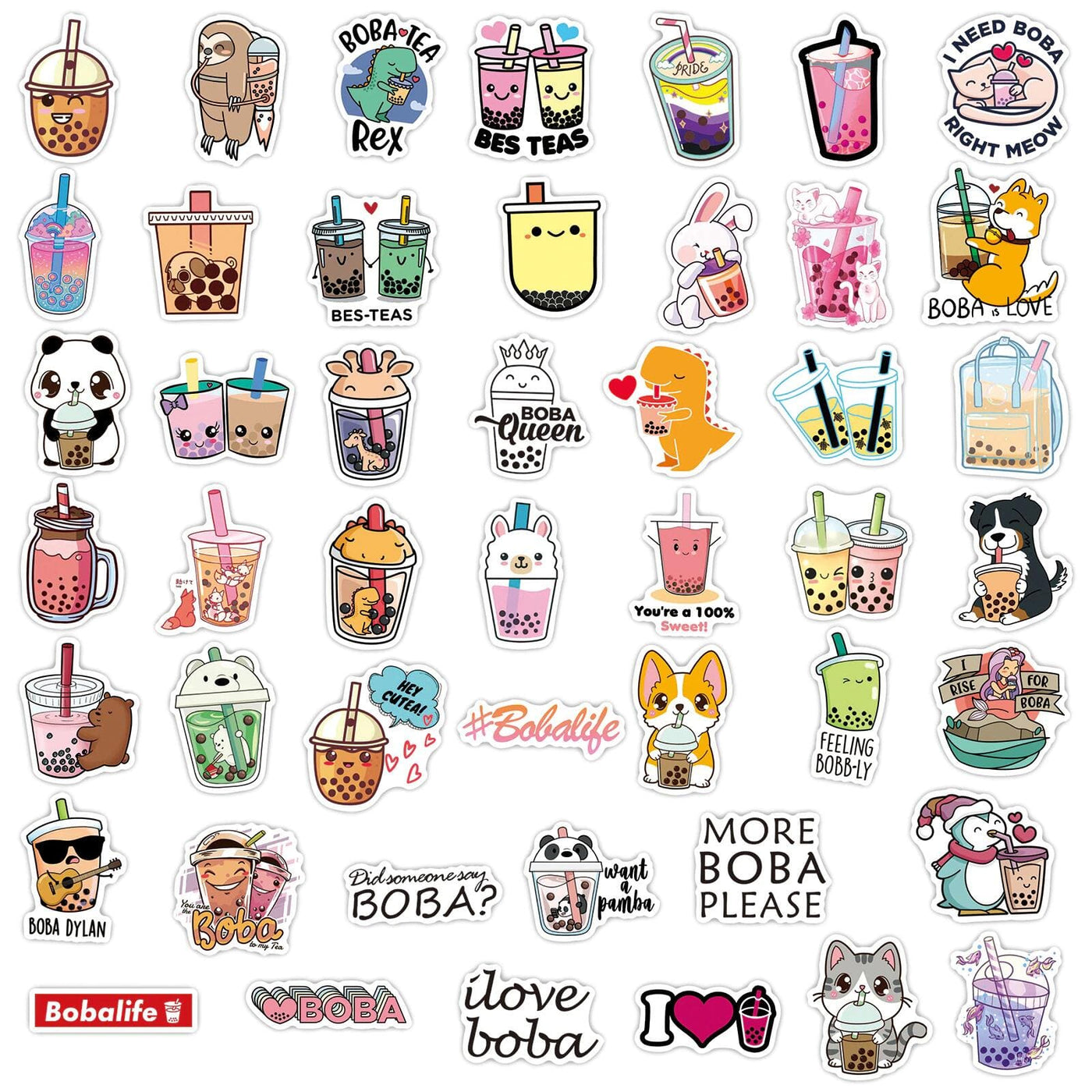 Stickers Bubble Tea <br> (Pack de 47) Pack de Stickers Tresor Otaku