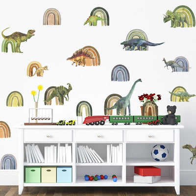 Stickers Chambre Bébé Dinosaure Arc en Ciel Tresor Otaku