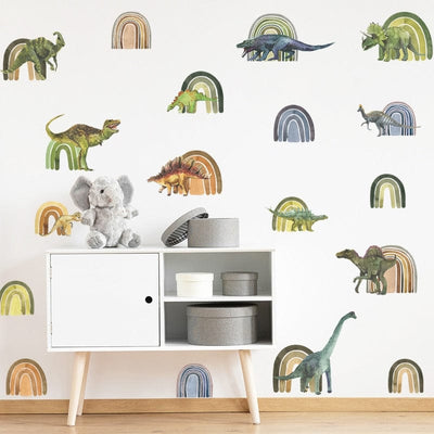 Stickers Chambre Bébé Dinosaure Arc en Ciel Tresor Otaku