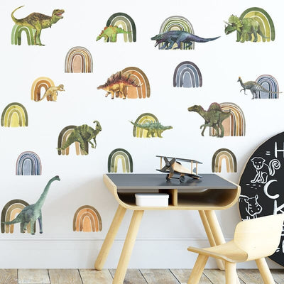 Stickers Chambre Bébé Dinosaure Arc en Ciel Tresor Otaku