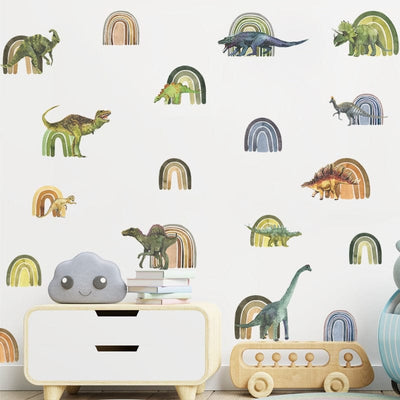 Stickers Chambre Bébé Dinosaure Arc en Ciel Tresor Otaku
