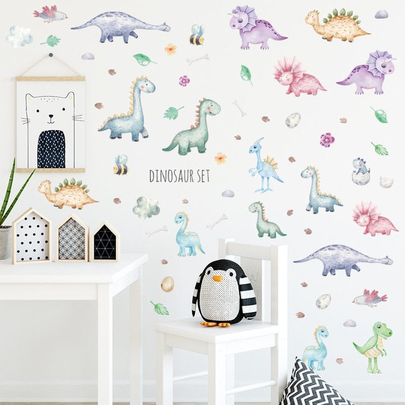 Stickers Chambre Bébé Dinosaure Cartoon Tresor Otaku