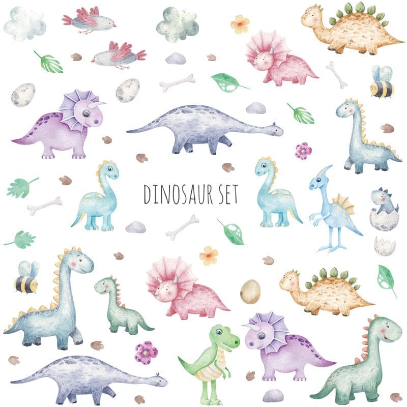 Stickers Chambre Bébé Dinosaure Cartoon Tresor Otaku