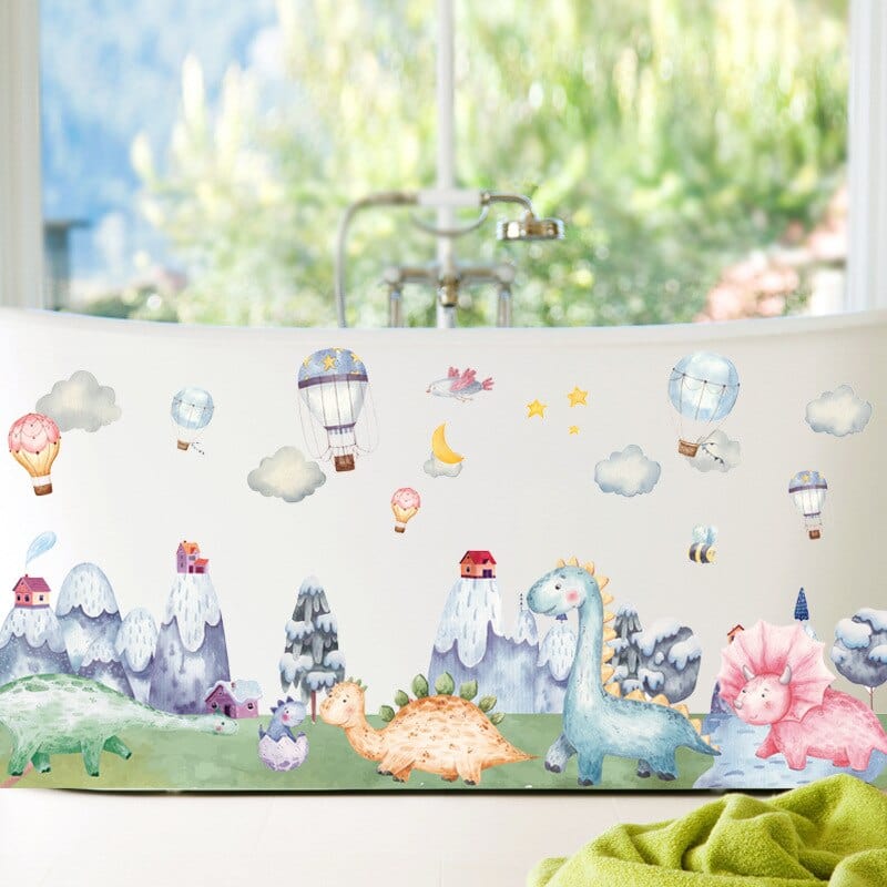 Stickers Chambre Bébé Dinosaure et Montagnes Tresor Otaku