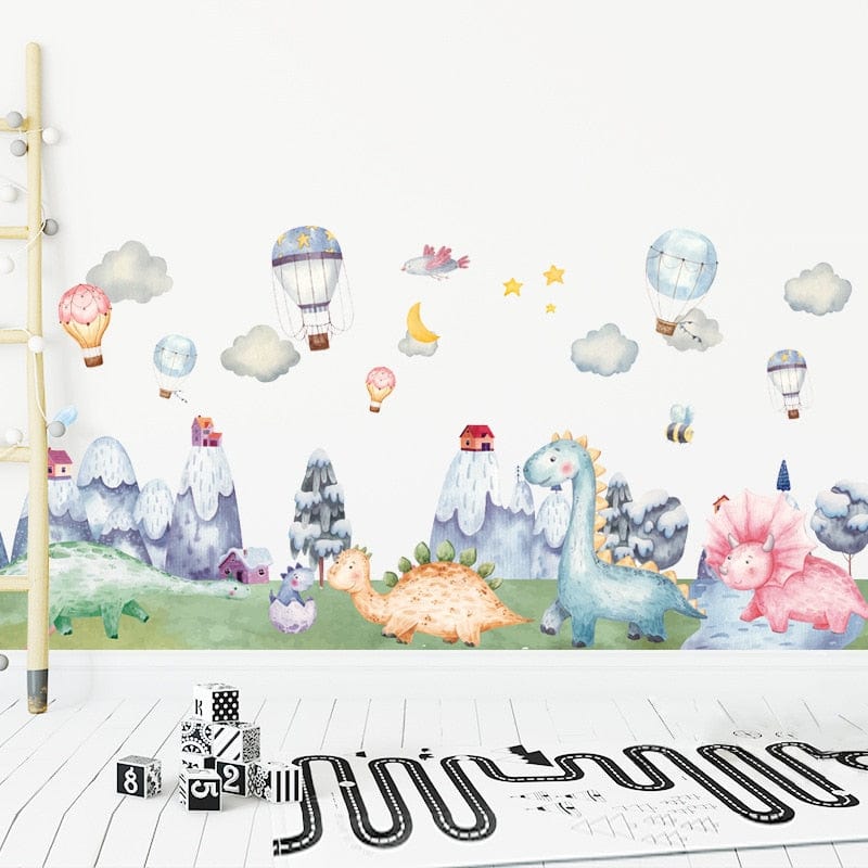 Stickers Chambre Bébé Dinosaure et Montagnes Tresor Otaku