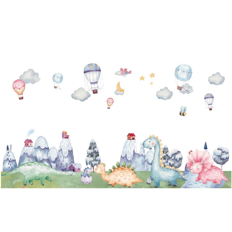 Stickers Chambre Bébé Dinosaure et Montagnes Tresor Otaku