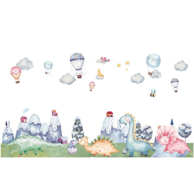 Stickers Chambre Bébé Dinosaure et Montagnes Tresor Otaku
