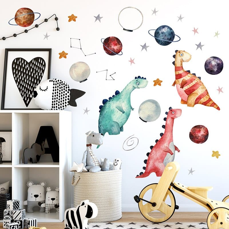 Stickers Chambre Bébé Dinosaures et Planètes Tresor Otaku