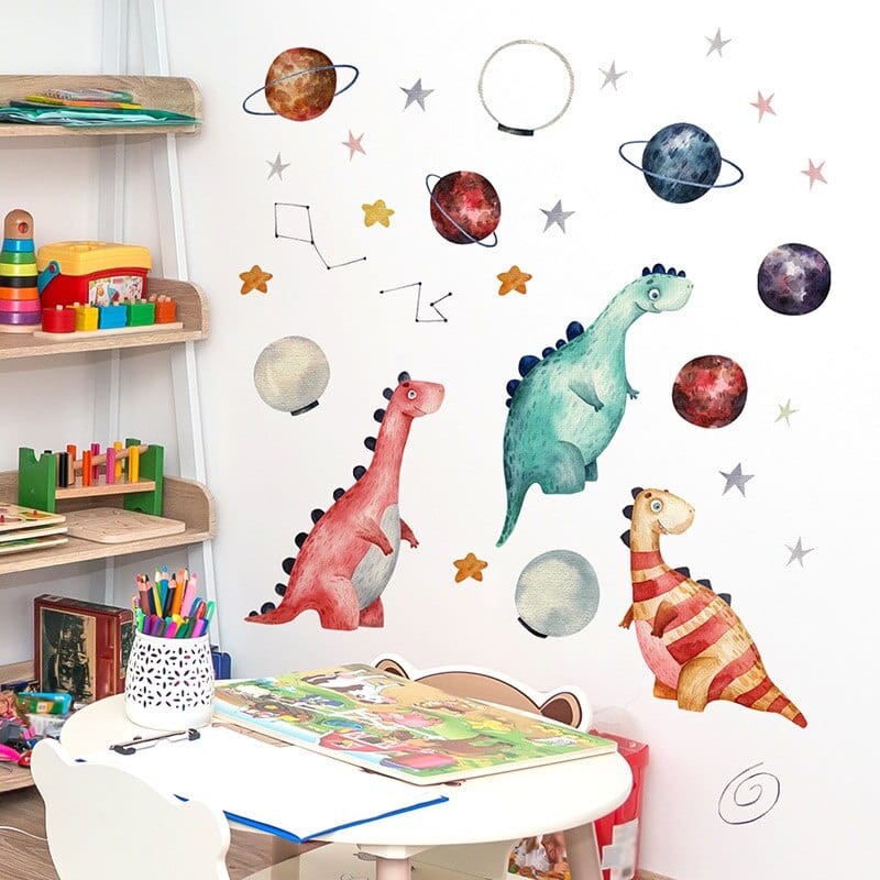 Stickers Chambre Bébé Dinosaures et Planètes Tresor Otaku