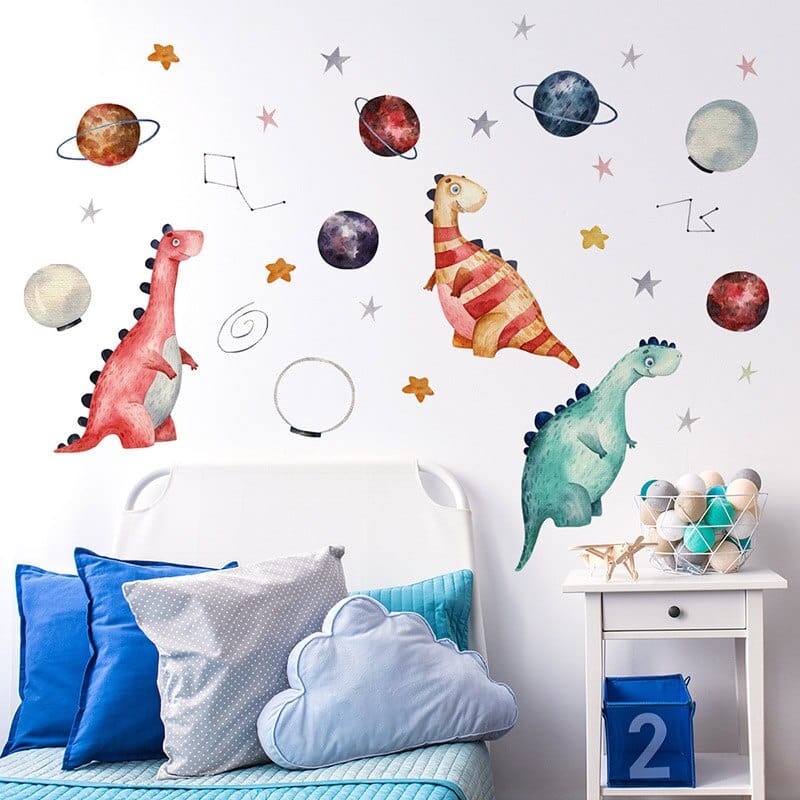 Stickers Chambre Bébé Dinosaures et Planètes Tresor Otaku