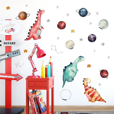 Stickers Chambre Bébé Dinosaures et Planètes Tresor Otaku
