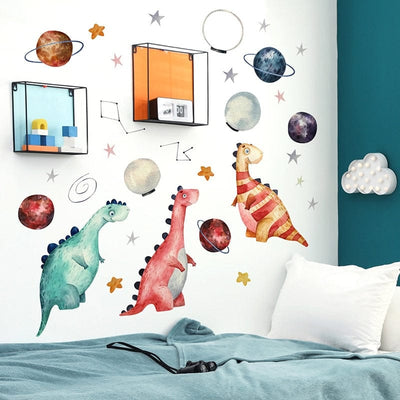 Stickers Chambre Bébé Dinosaures et Planètes Tresor Otaku