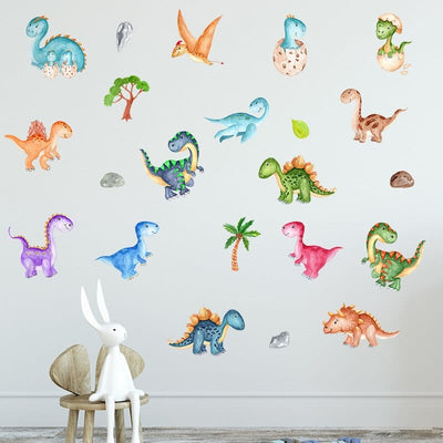 Stickers Chambre Bébé Dinosaures Multicolores Tresor Otaku