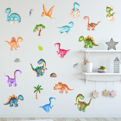Stickers Chambre Bébé Dinosaures Multicolores Tresor Otaku