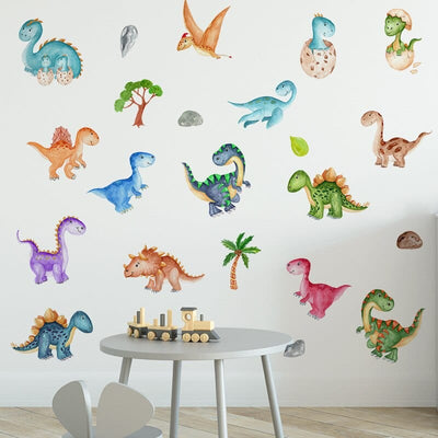 Stickers Chambre Bébé Dinosaures Multicolores Tresor Otaku