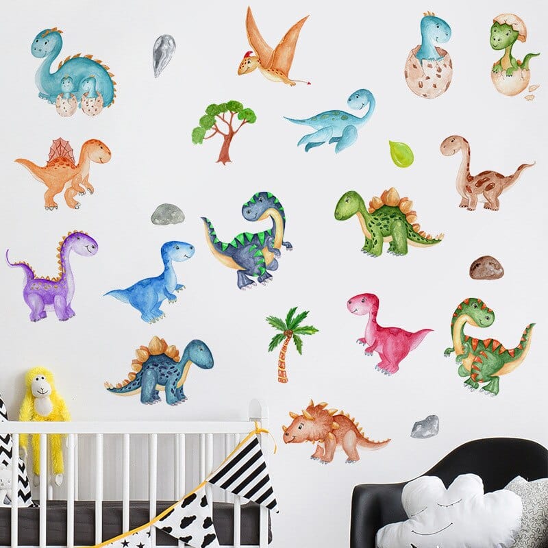 Stickers Chambre Bébé Dinosaures Multicolores Tresor Otaku