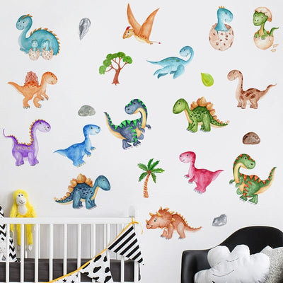 Stickers Chambre Bébé Dinosaures Multicolores Tresor Otaku