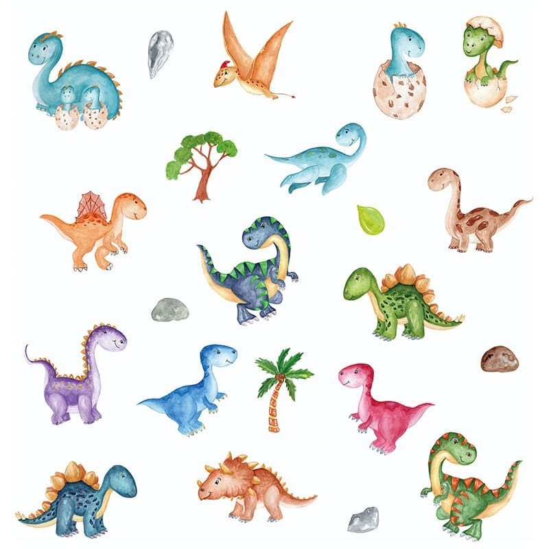 Stickers Chambre Bébé Dinosaures Multicolores Tresor Otaku