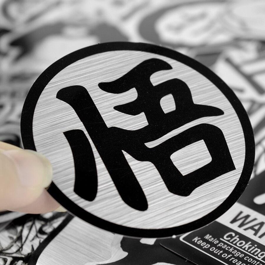 Stickers Graffiti Noir et Gris Métallisé Pack de Stickers Tresor Otaku