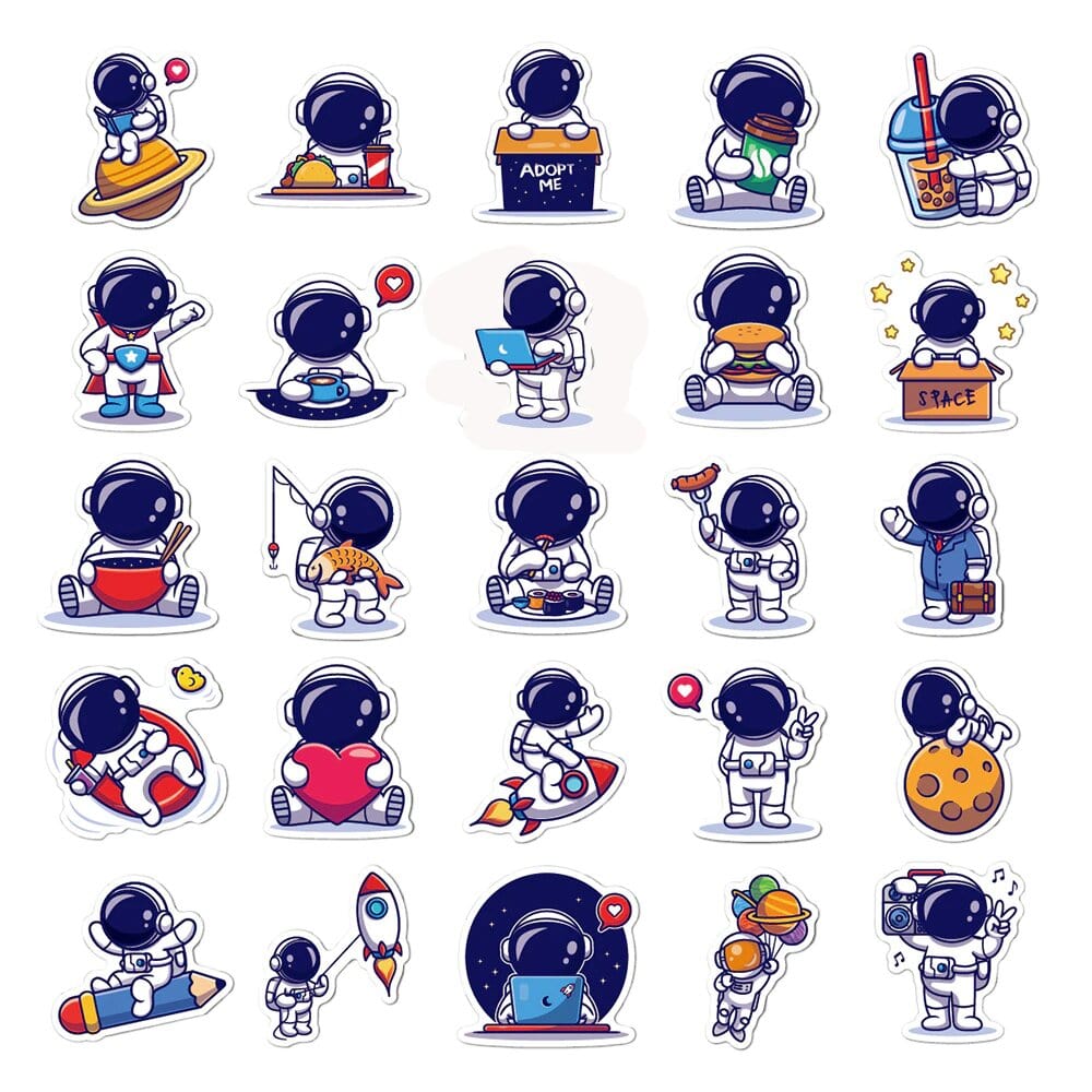 Stickers Kawaii Astronaute Pack de Stickers Tresor Otaku