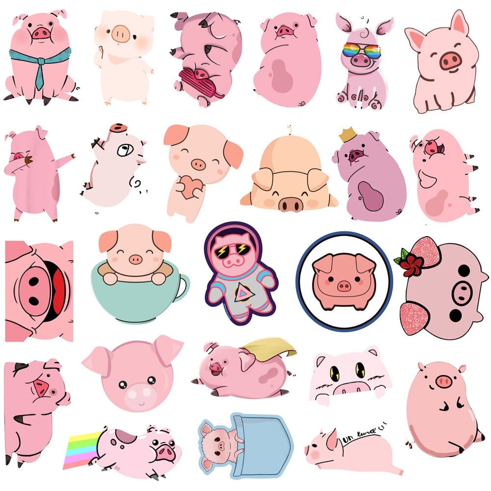 Stickers Kawaii Cochons Pack de Stickers Tresor Otaku