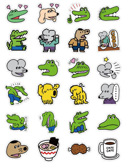 Stickers Kawaii Crocodile <br> (Pack de 80) Pack de Stickers Tresor Otaku