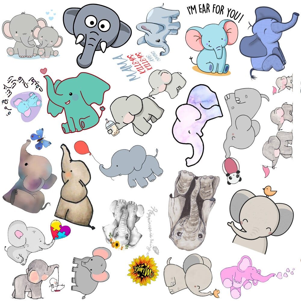 Stickers Kawaii Elephant Pack de Stickers Tresor Otaku
