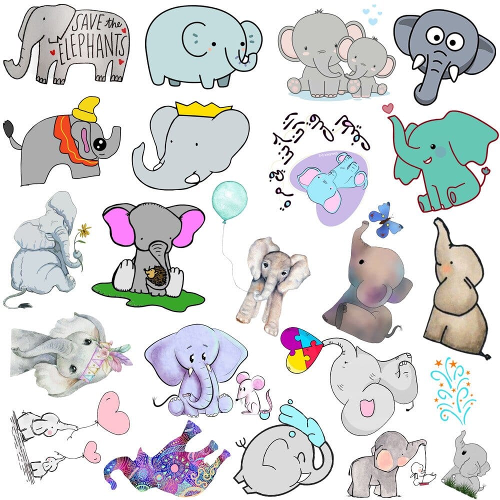 Stickers Kawaii Elephant Pack de Stickers Tresor Otaku