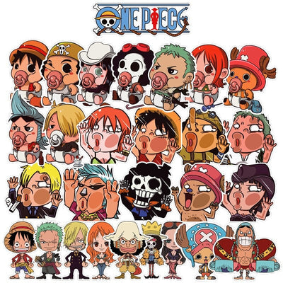 Stickers Kawaii One Piece <br> (Pack de 28) Pack de Stickers Tresor Otaku