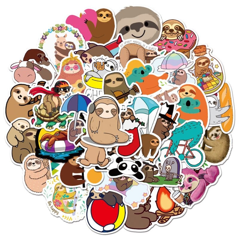 Stickers Kawaii Paresseux Pack de Stickers Tresor Otaku