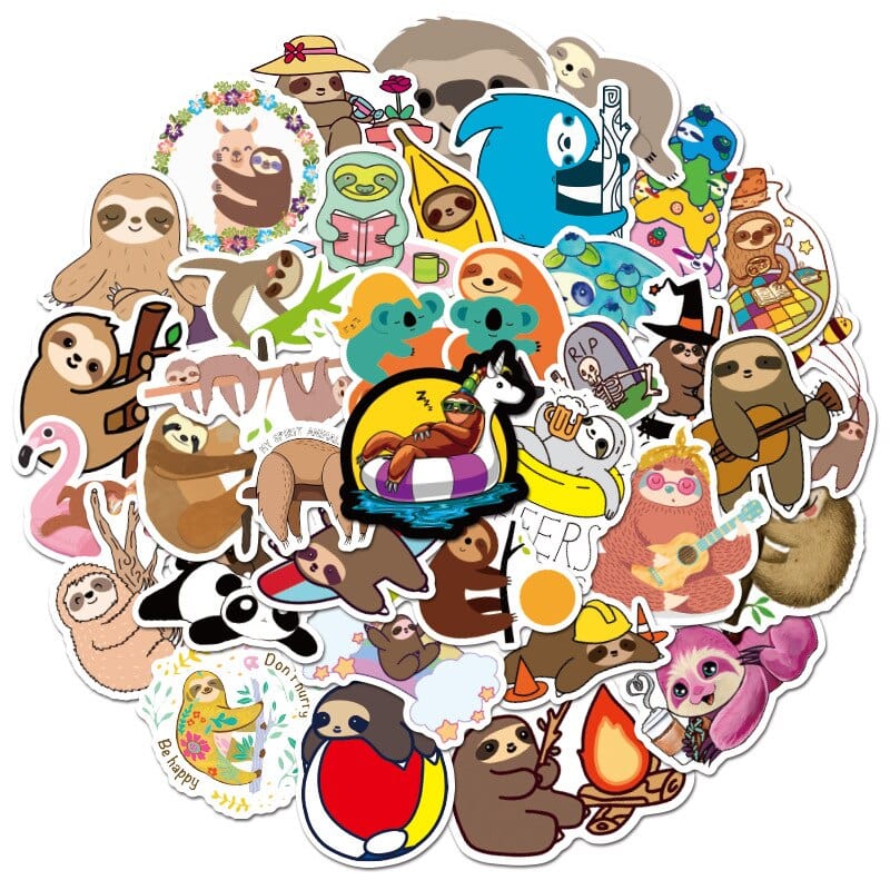 Stickers Kawaii Paresseux Pack de Stickers Tresor Otaku