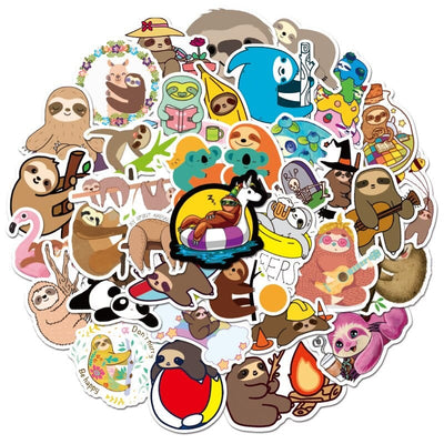Stickers Kawaii Paresseux Pack de Stickers Tresor Otaku