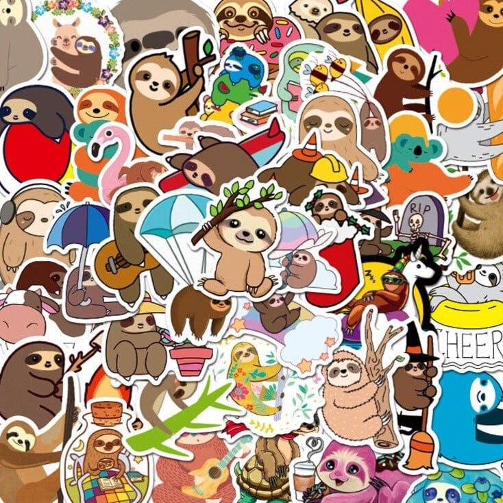 Stickers Kawaii Paresseux Pack de Stickers Tresor Otaku