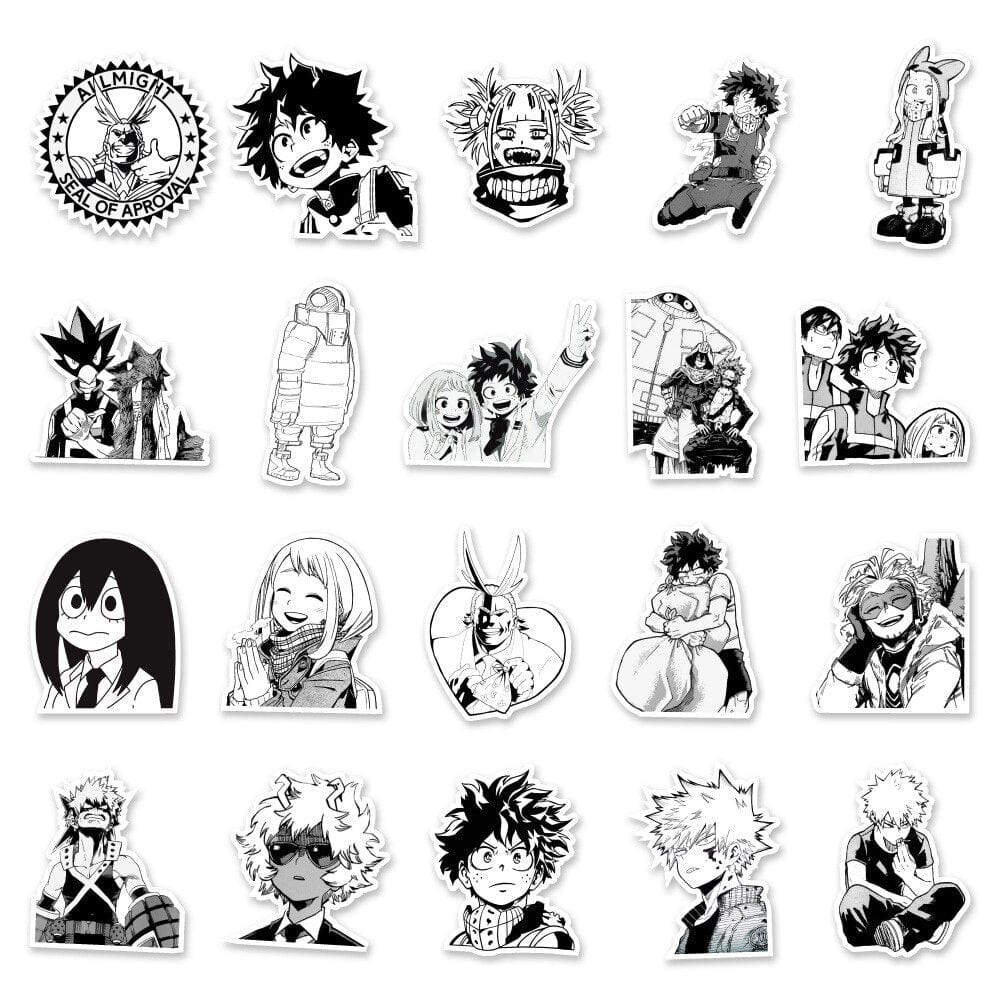 Stickers Manga<br> Noir et Blanc (50 pcs) Stickers Manga Tresor Otaku