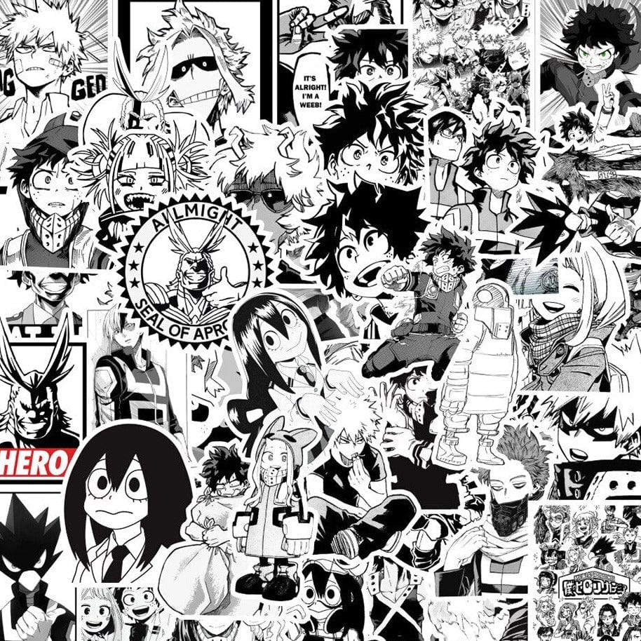 Stickers Manga<br> Noir et Blanc (50 pcs) Stickers Manga Tresor Otaku