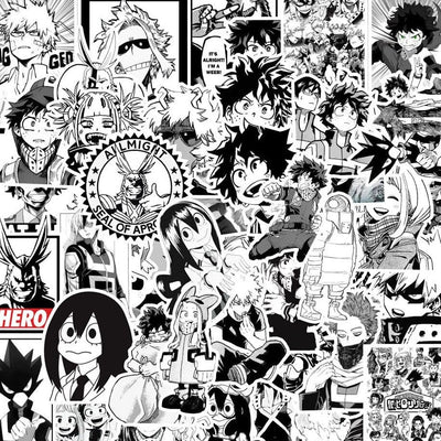 Stickers Manga<br> Noir et Blanc (50 pcs) Stickers Manga Tresor Otaku