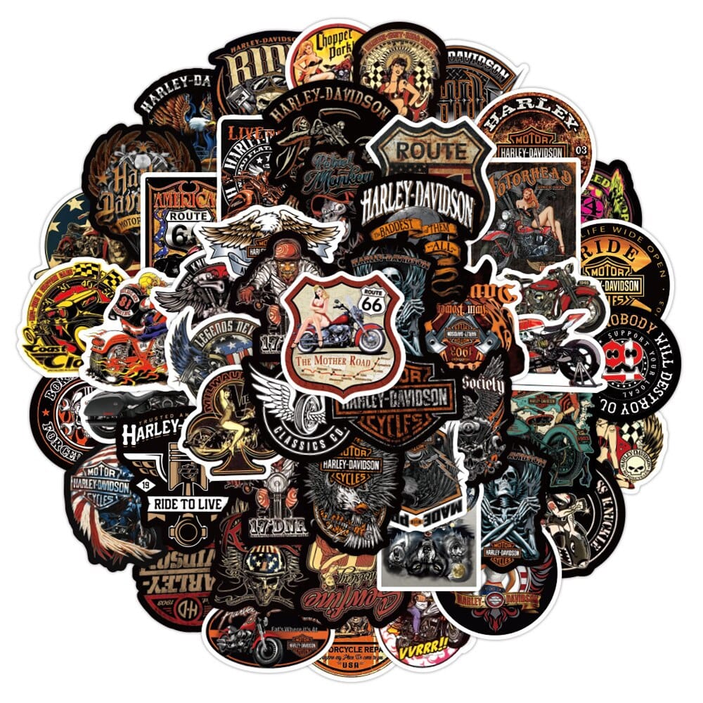 Stickers Moto Vintage<br> (50 pcs) Stickers Moto Tresor Otaku