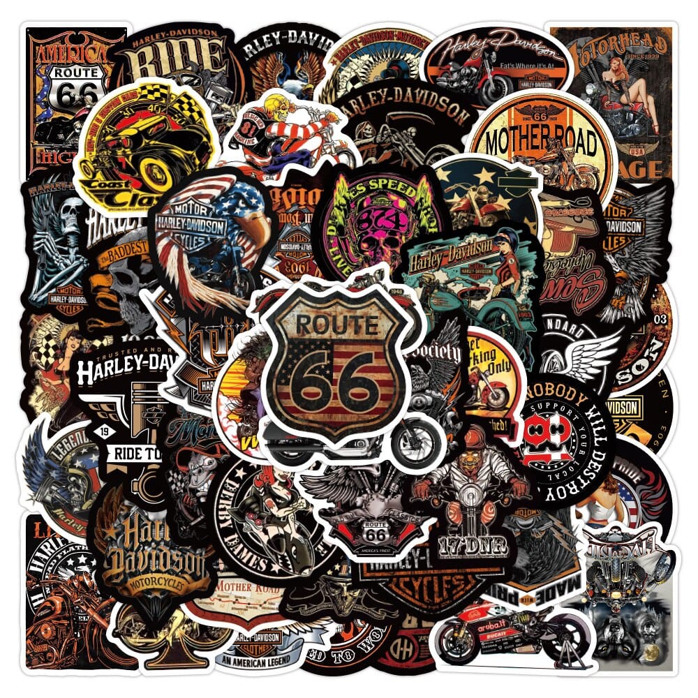 Stickers Moto Vintage<br> (50 pcs) Stickers Moto Tresor Otaku